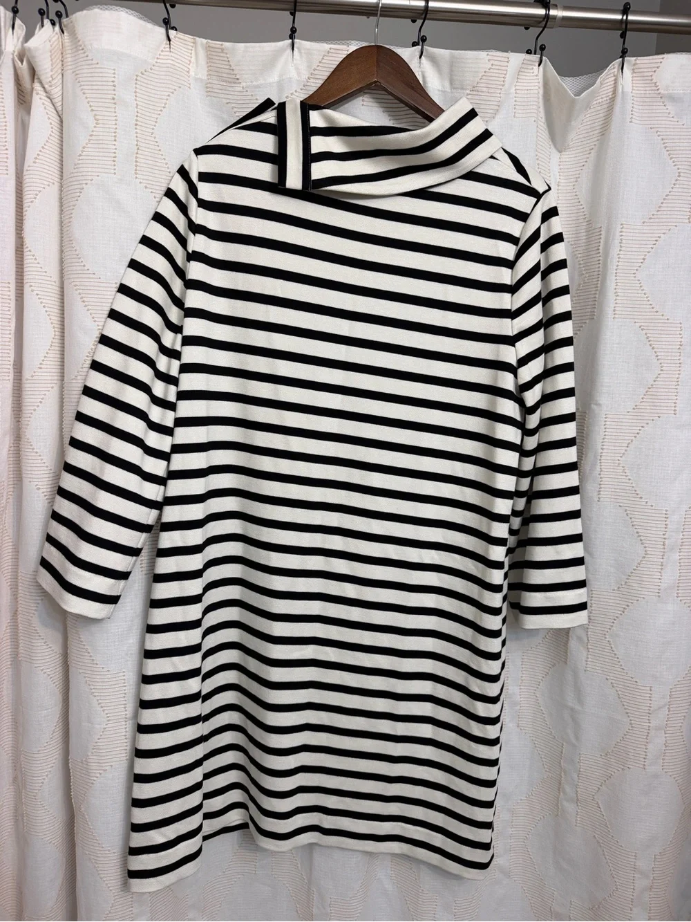 Kate Spade Black and White Striped Turtleneck Ponte Dress